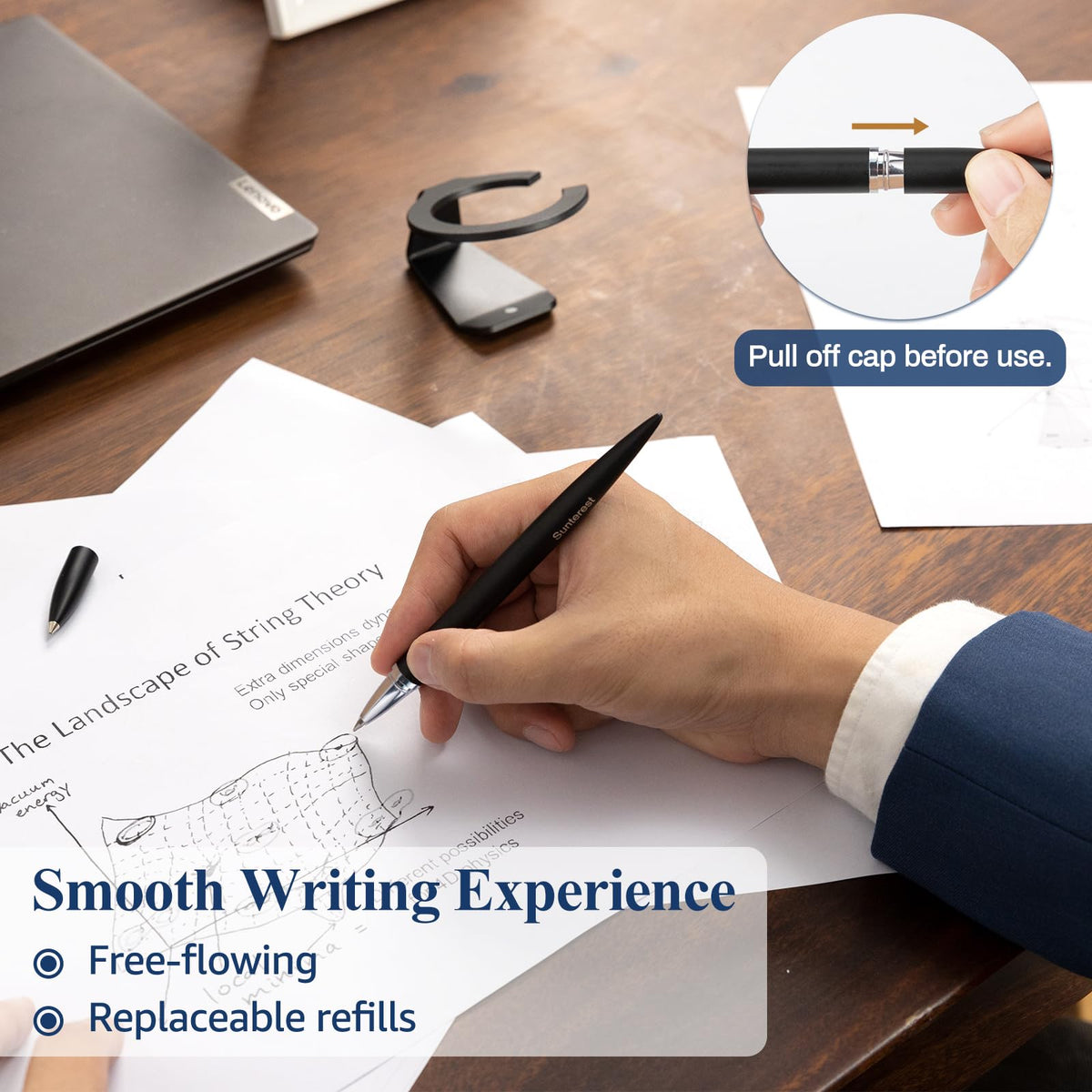 SUNTEREST Magnetic Levitation Gel Ink Pen, Metal Luxury Gifts for Men & Women, Futuristic Floating