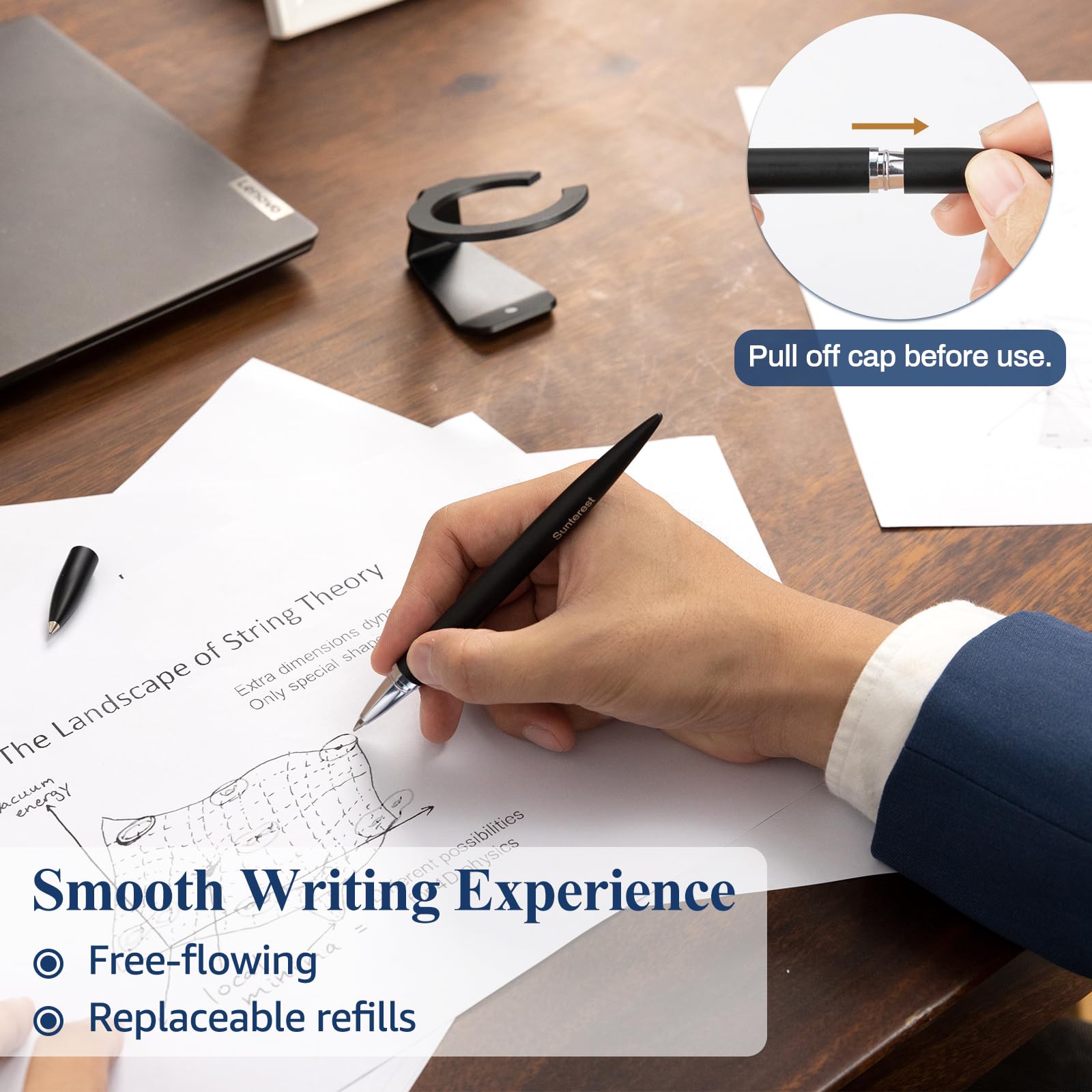 SUNTEREST Magnetic Levitation Gel Ink Pen, Metal Luxury Gifts for Men & Women, Futuristic Floating