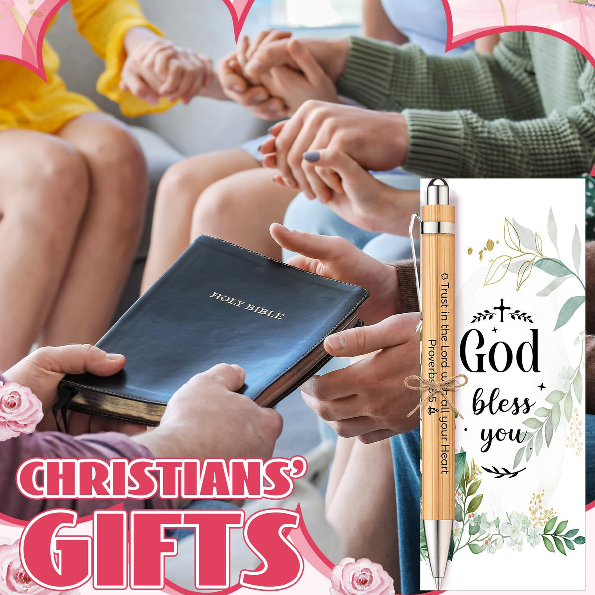50 Set Bible Verse Bamboo Pens with Prayer Bookmarks Cards Christian Gifts Bulk Religious Church