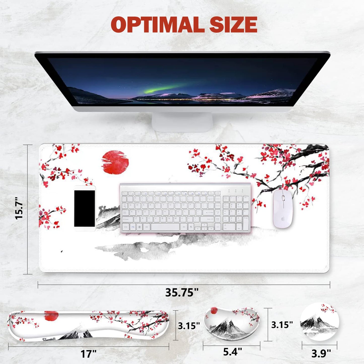 ToLuLu Extended Gaming Mouse Pad, Memory Foam Ergonomic Keyboard Mouse Wrist Rest Support Set