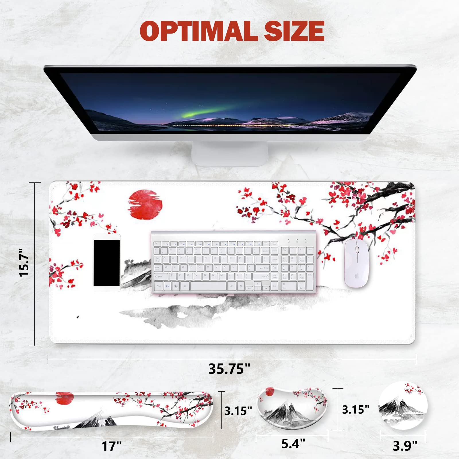 ToLuLu Extended Gaming Mouse Pad, Memory Foam Ergonomic Keyboard Mouse Wrist Rest Support Set