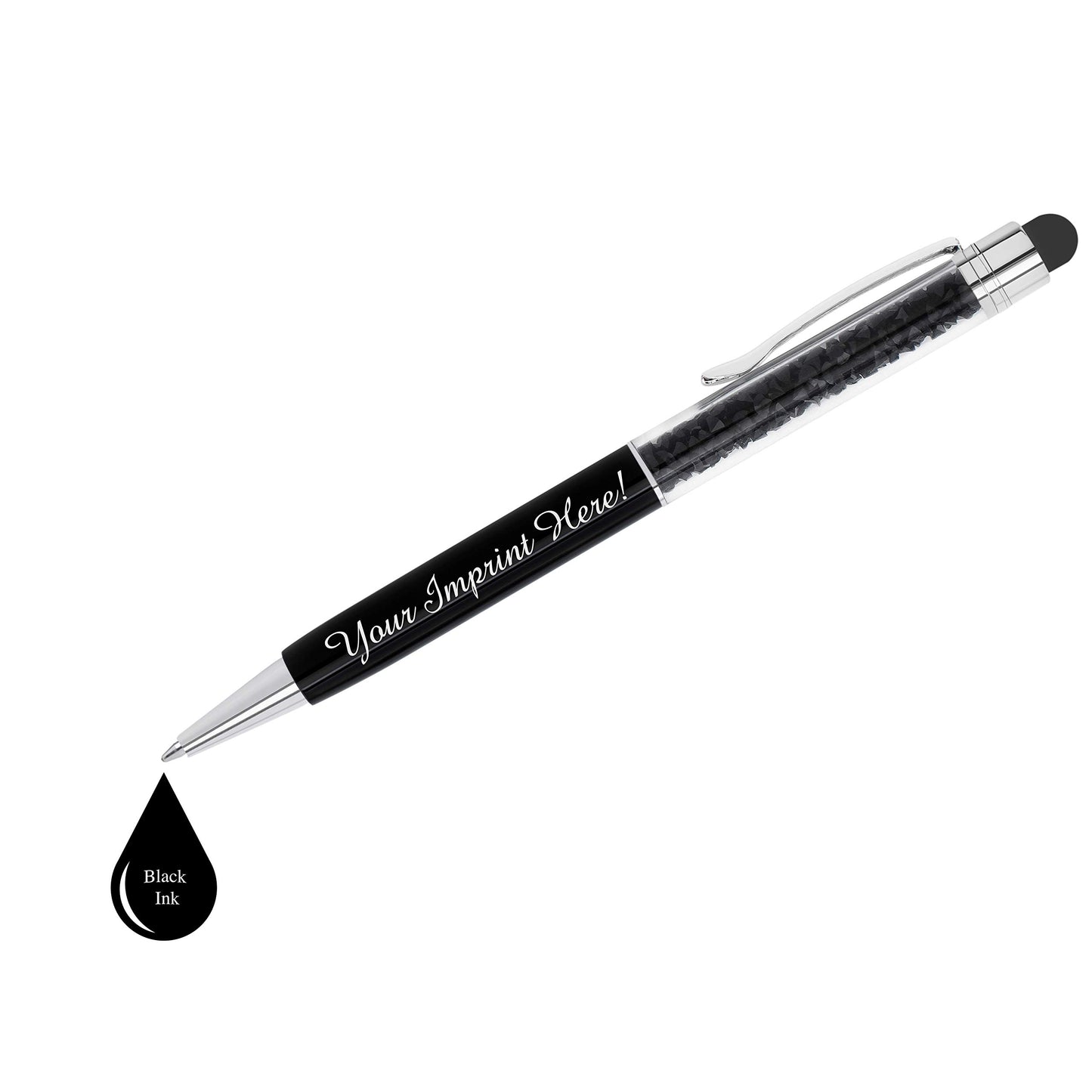 ExpressDesigns™ - Personalized Crystal Pens with Stylus - Metal Gem Pen - Custom Metallic Printed