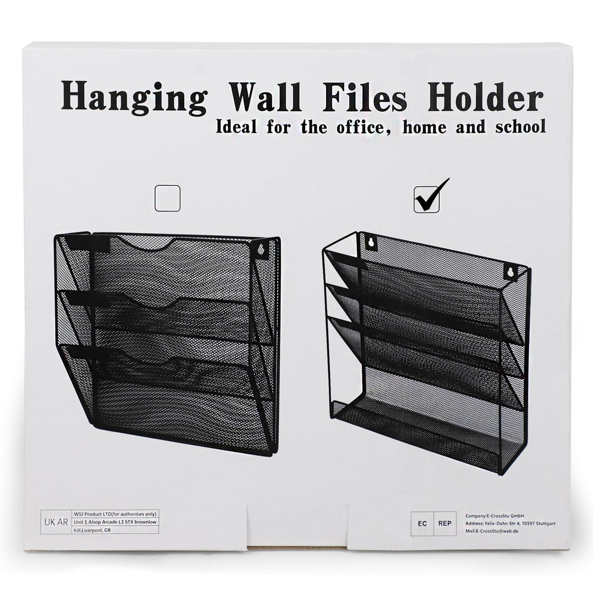 ideallife 3 Pockets Mesh Wall File Holder Organizer with Bottom Flat Tray, Office Hanging File