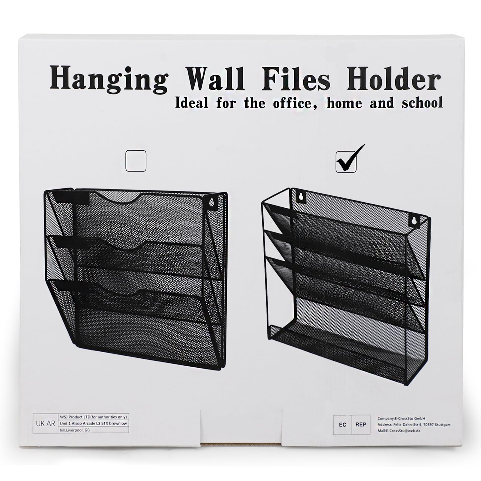 ideallife 3 Pockets Mesh Wall File Holder Organizer with Bottom Flat Tray, Office Hanging File