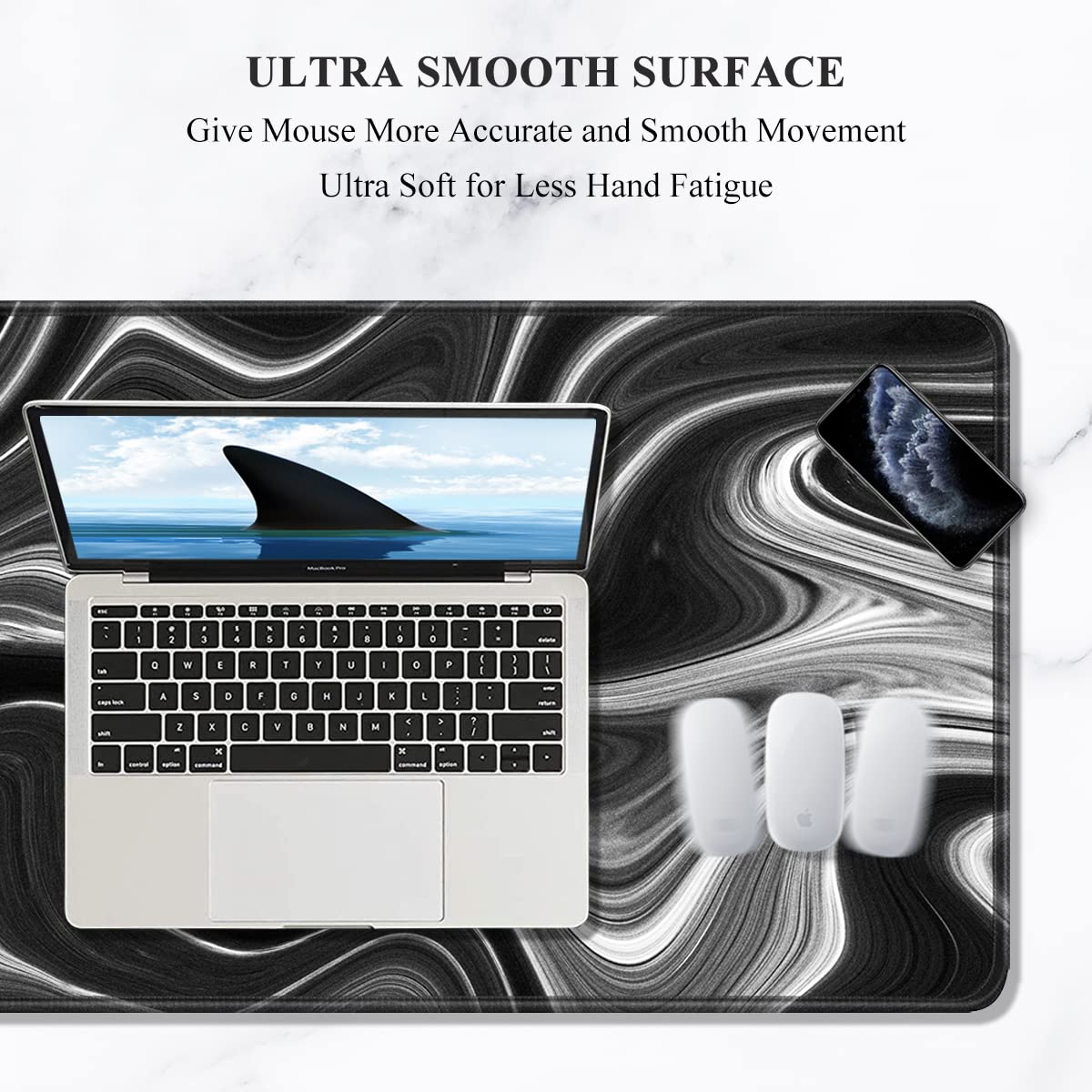 Auhoahsil Large Gaming Mouse Pad, XXL 35.4 x 15.7 in Desk Mat, Contour