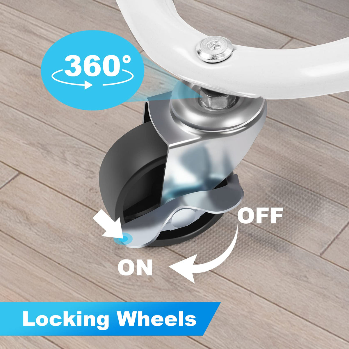 Homchwell 3 Tier Metal Utility Rolling Cart with Lockable Wheels, Multifunction Movable Storage