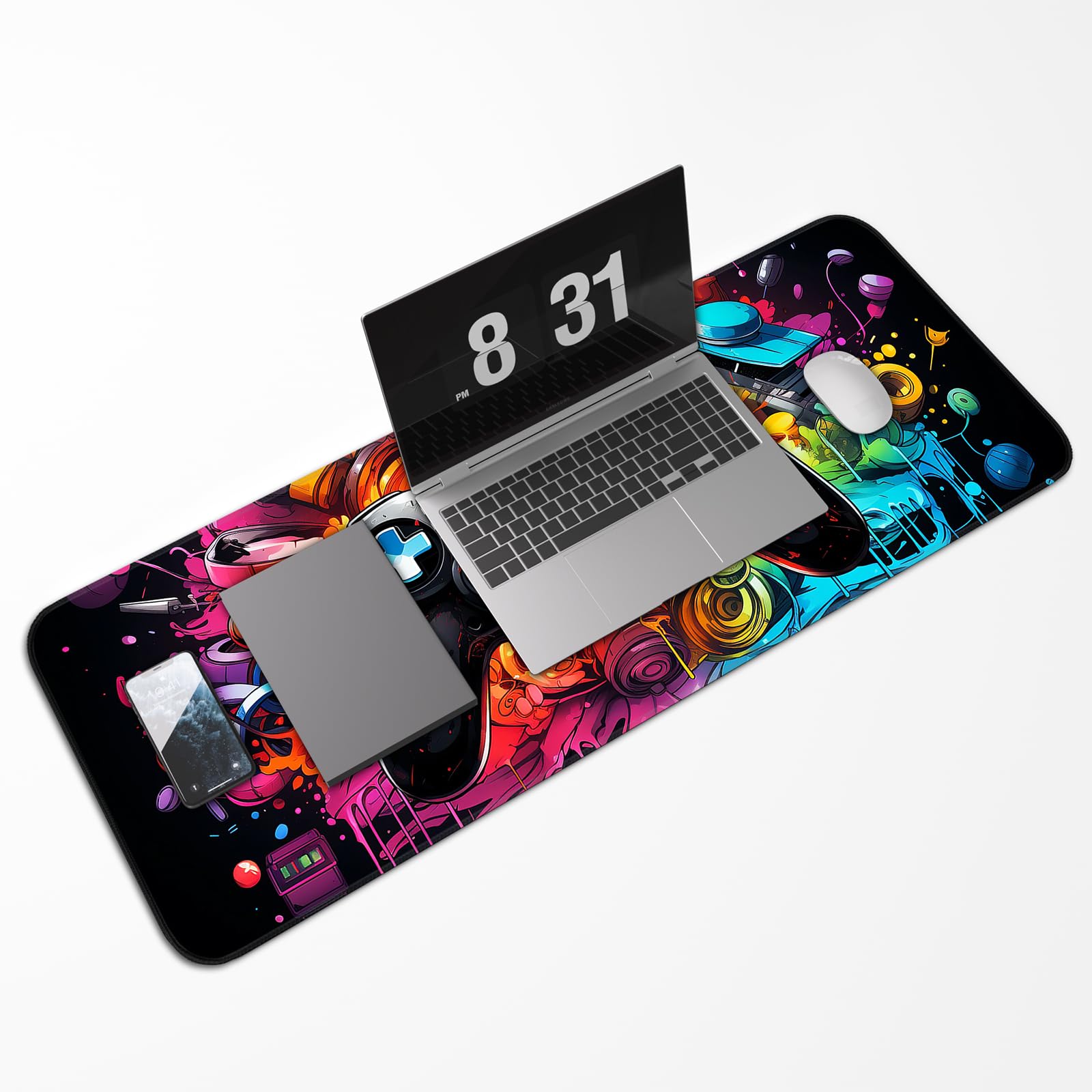 Gaming Mouse Pad, Large Mouse Pad, Waterproof Non-Slip Rubber Base, Stitched Edges, Suitable for