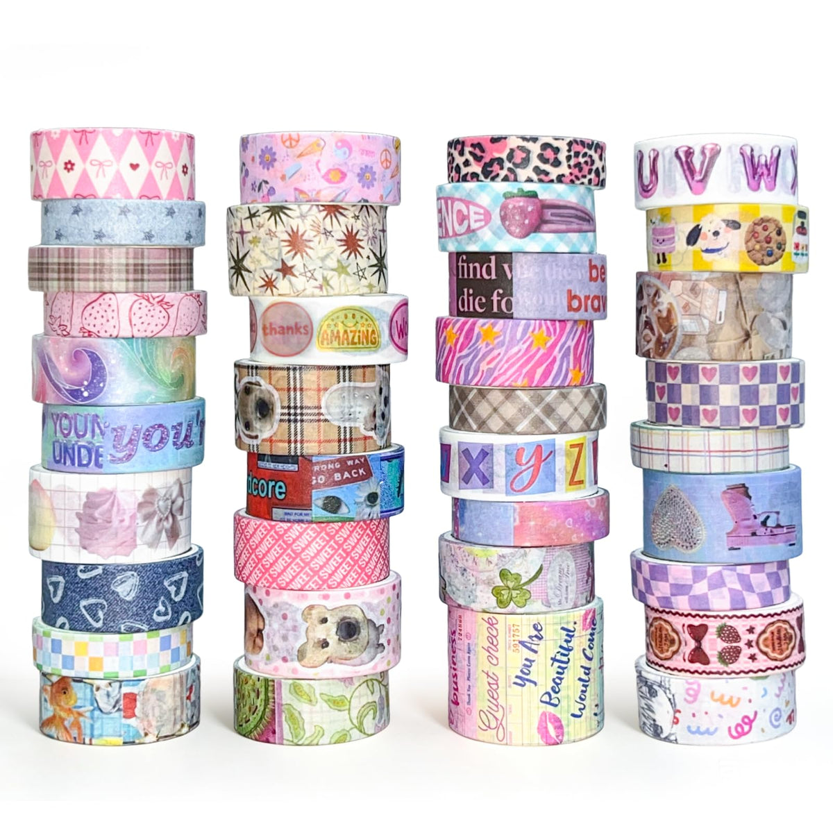 Washi Tape Set - 36 Rolls Retro-Futuristic Vaporwave Design Scrapbook Tape