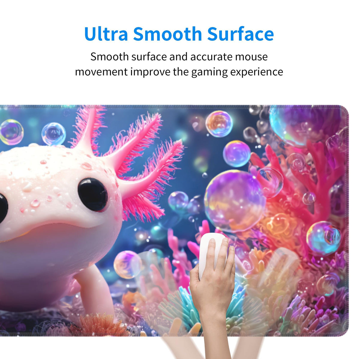 Axolotl Mouse Pad Extended Large Gaming Mouse Pad XL Stitched Edges for Gamer Home Office 31.5 X