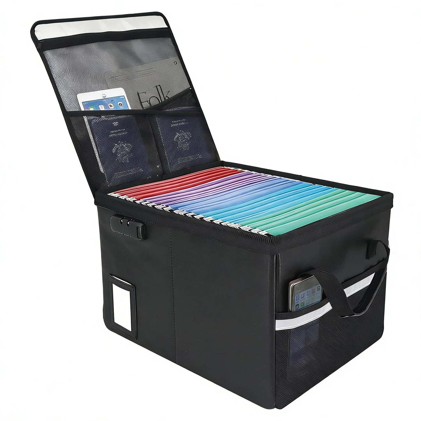 Large Fireproof Document File Organizer Box, 6400°F Fireproof Storage Filing Cabinet with Lock
