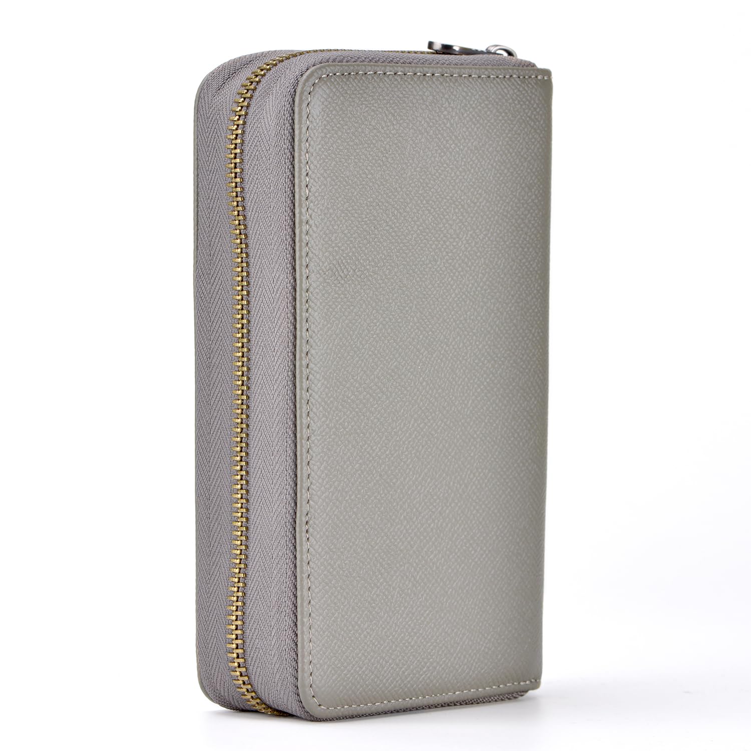 Asvine Fountain Pen Case Genuine Leather Pen Case 10 Divided Slots Gray, Rollerball Pen Holder