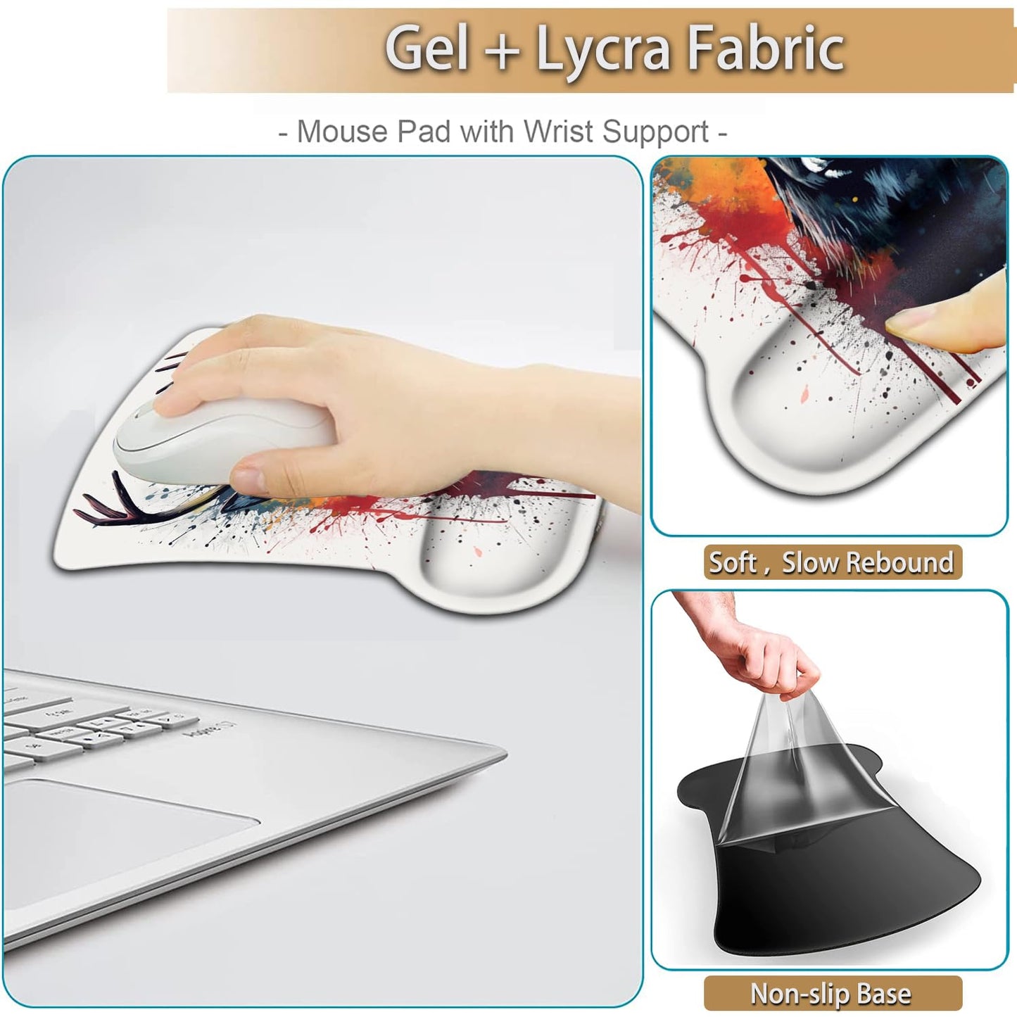 Keyboard Wrist Rest and Mouse Pad Wrist Support Set, Ergonomic Gel Mouse Pad Wrist Rest with