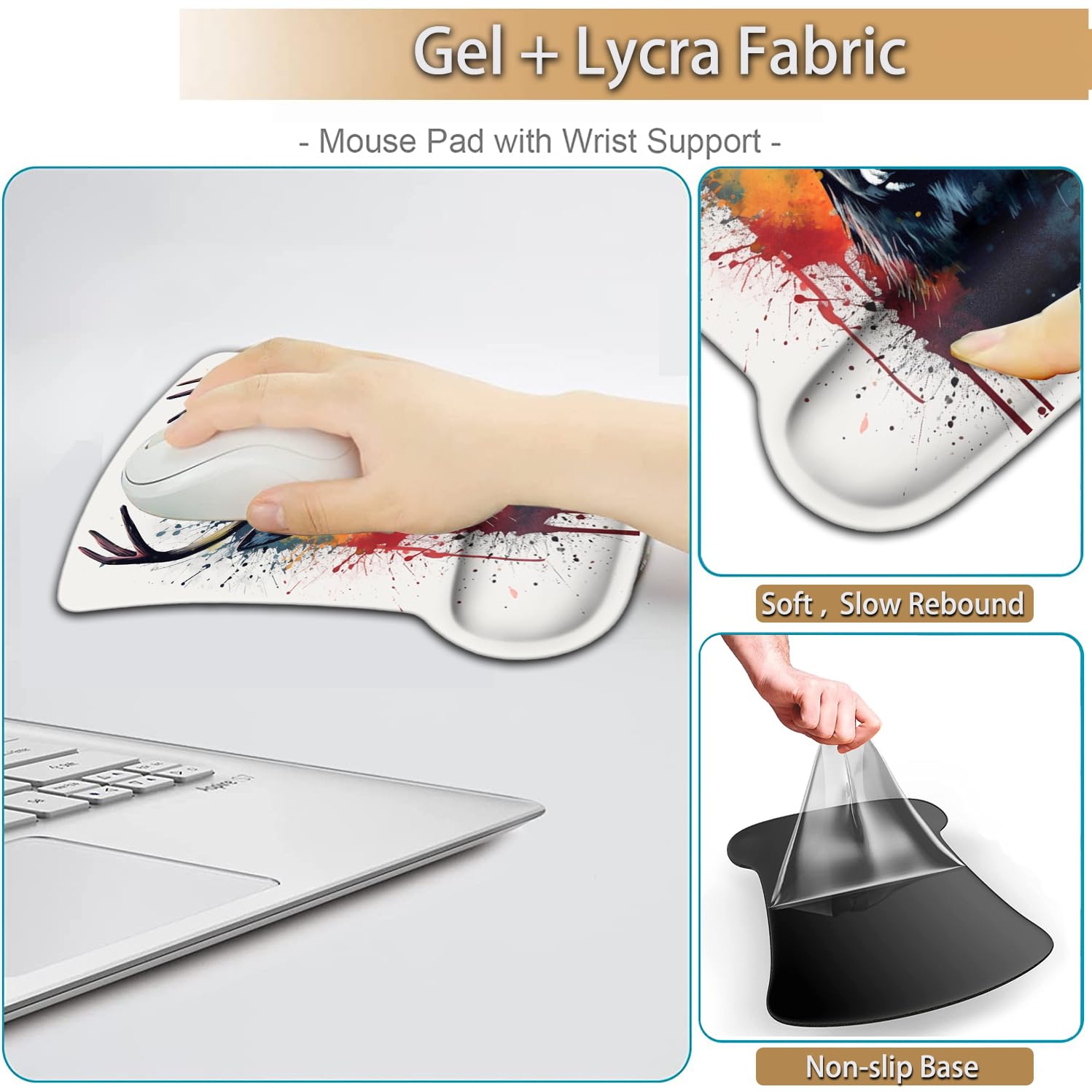 Keyboard Wrist Rest and Mouse Pad Wrist Support Set, Ergonomic Gel Mouse Pad Wrist Rest with