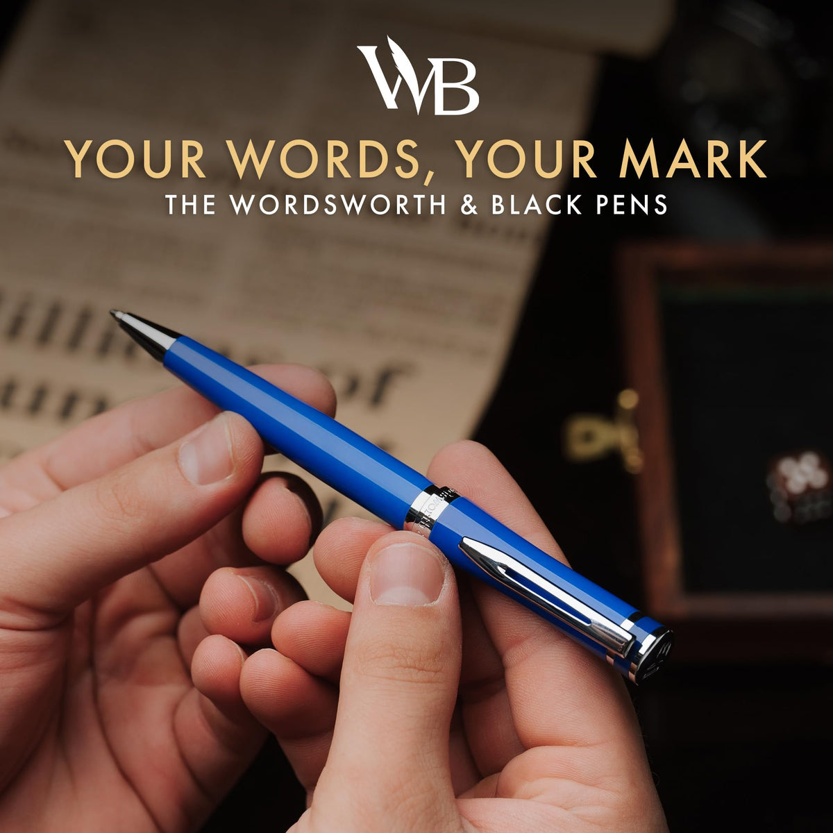 Wordsworth & Black Luxury Refillable Ballpoint Pen Set for Writing, Blue