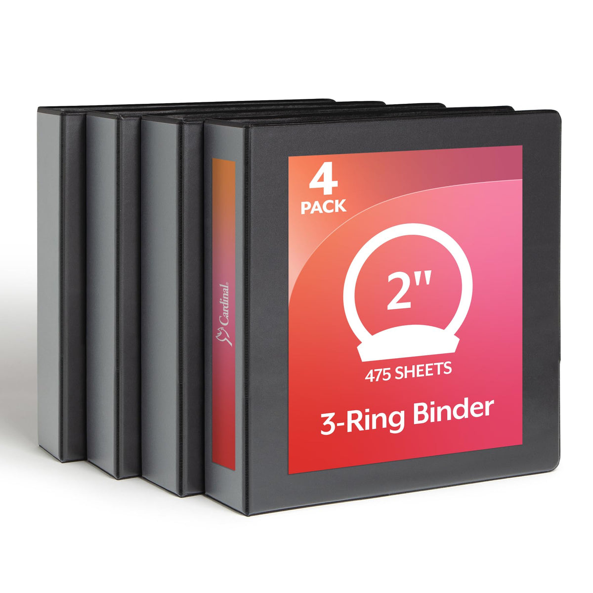 Cardinal Economy 3 Ring Binder, 2 Inch, Presentation View, Black, Holds 475 Sheets, Nonstick, PVC
