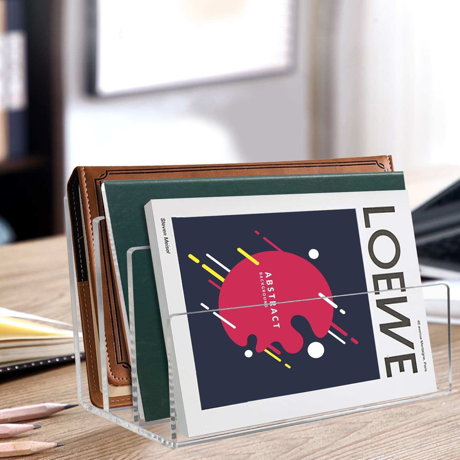 Tasybox Acrylic File Holder, File Sorter Desk File Organizer Desktop Rack
