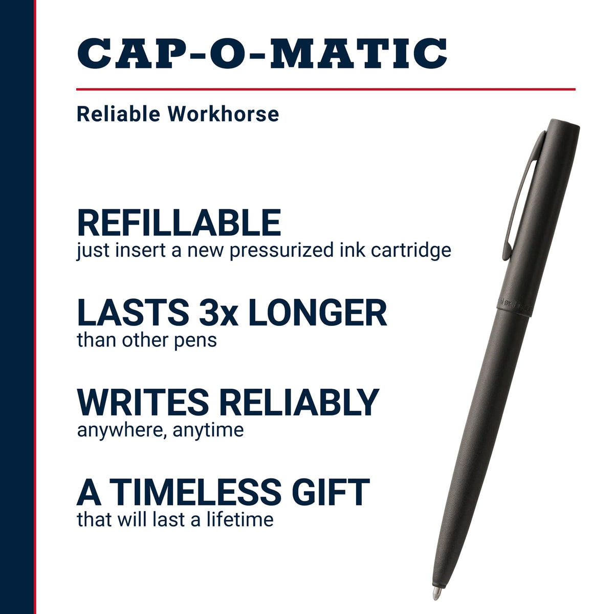 Fisher Space Pen Military Cap-O-Matic Pen, Black Ink