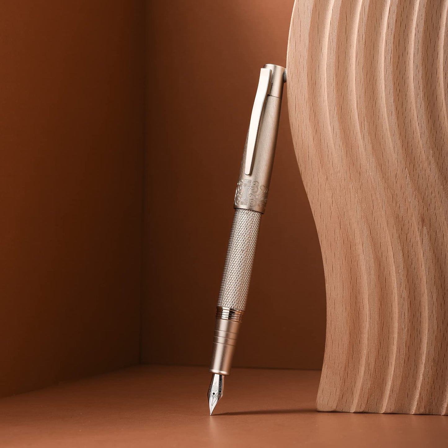 6013 Silver General Fountain Pen, Iridium Gold-silver Extra Fine Nib Solid Metal Writing Pen with