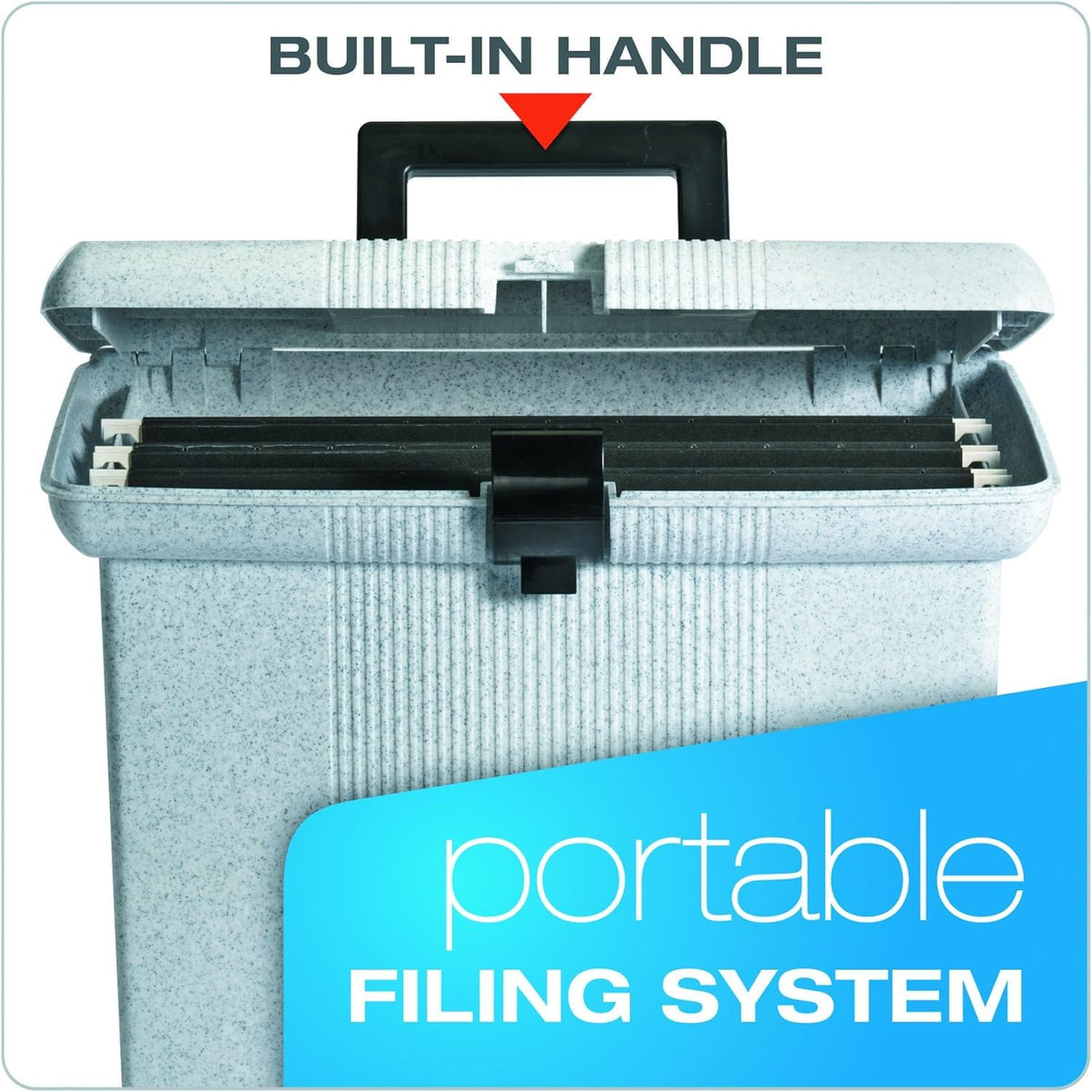 Pendaflex Portable File Box with File Rails, Simple Document Storage, File Bin for Home and Office