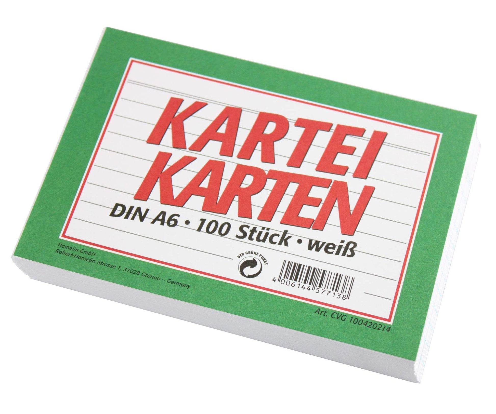 Landre 100420214 Record Cards Ruled A6 Pack of 100 – White