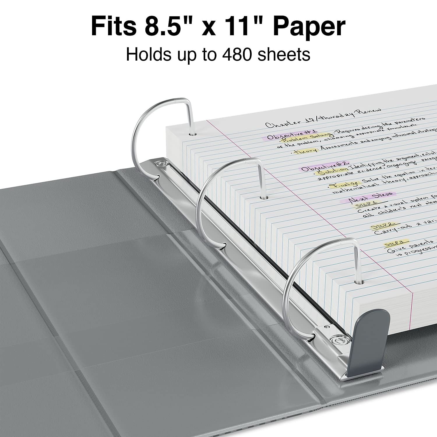 Staples Heavy-Duty 2-Inch D-Ring View Binder, Gray, 450 Sheets