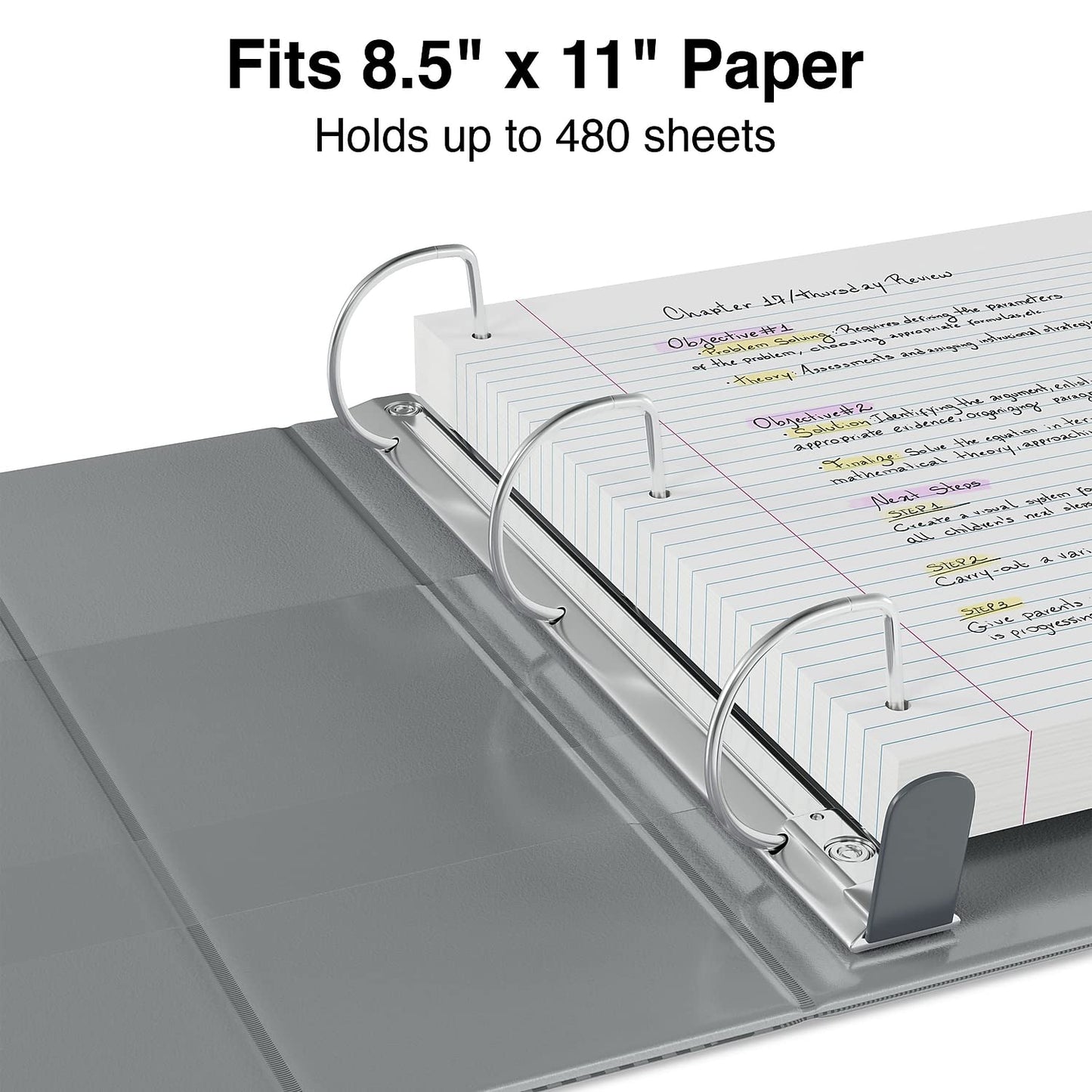 Staples Heavy-Duty 2-Inch 3-Ring View Binder, Gray, D-Rings