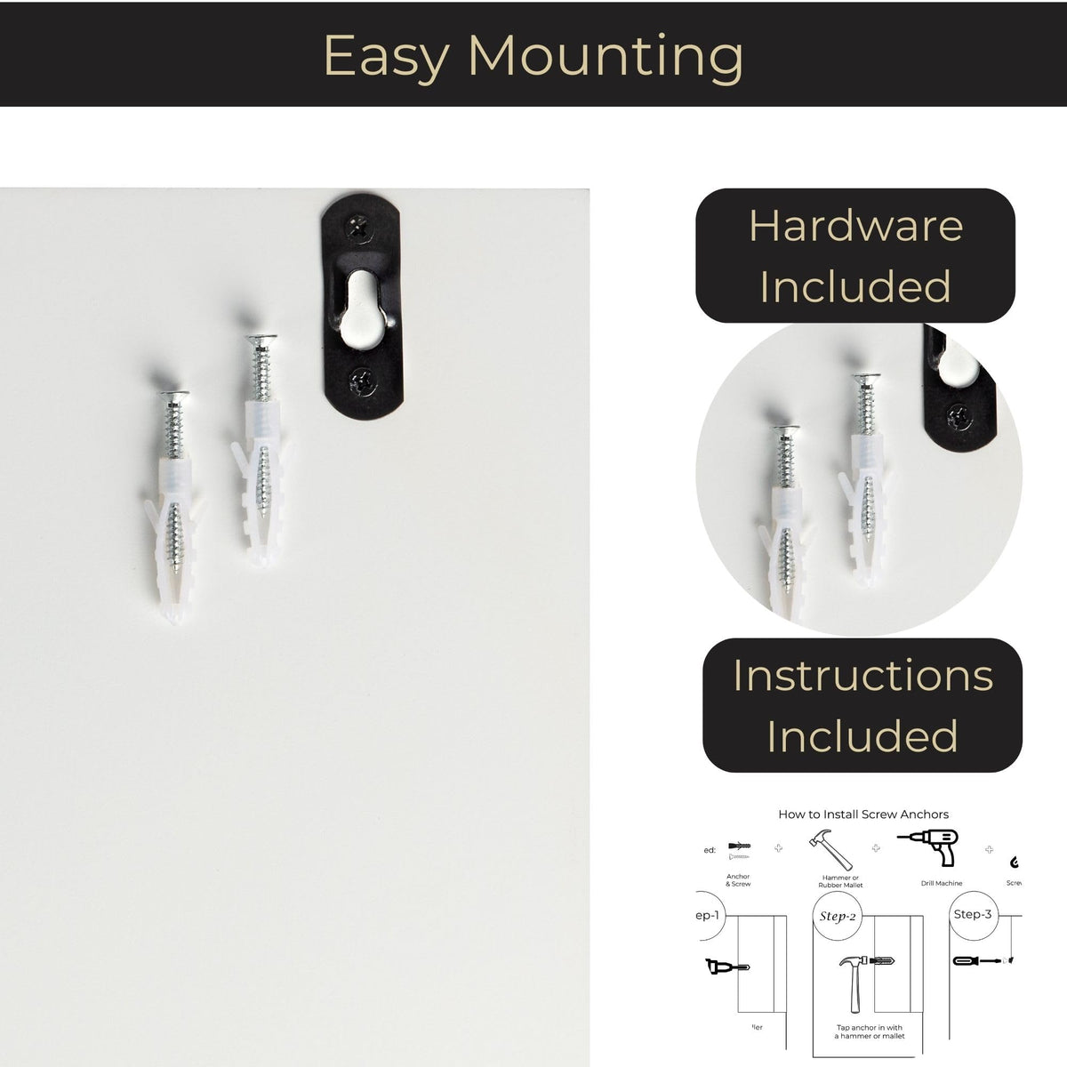 BLU MONACO | Wall Mount Key Holder with Mail Organizer | Wooden Command Center with 3 Hooks and