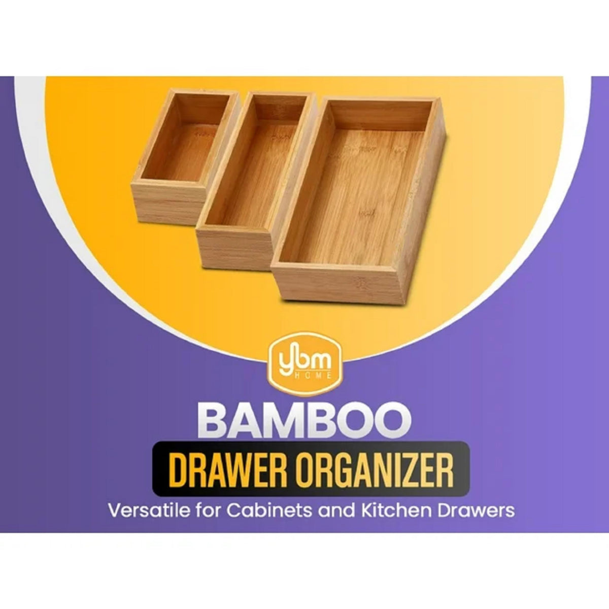 YBM HOME Bamboo Drawer Organizer Storage Box for Kitchen Drawer, Junk Drawer, Office, Bedroom
