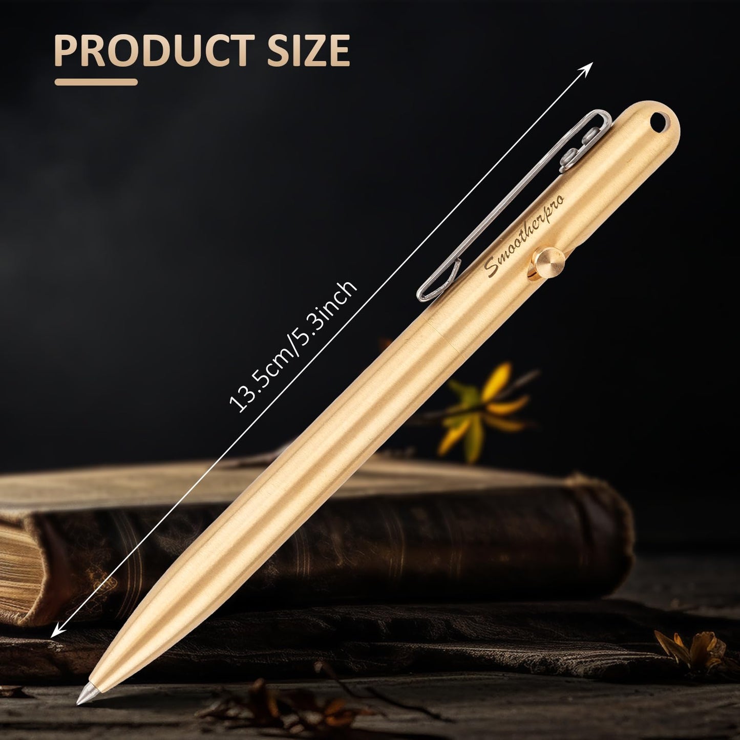 SMOOTHERPRO Solid Brass Bolt Action Pen，Compatible with Parker Refill