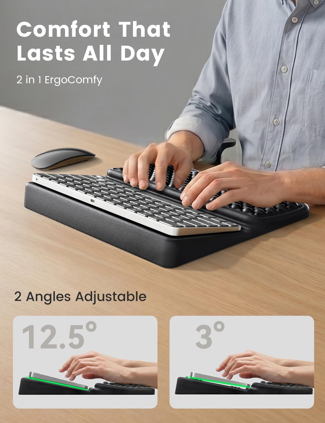 Vaydeer Keyboard Wrist Rest, Keyboard Stand with Wrist Support, Soft Memory Foam Ergonomic Riser