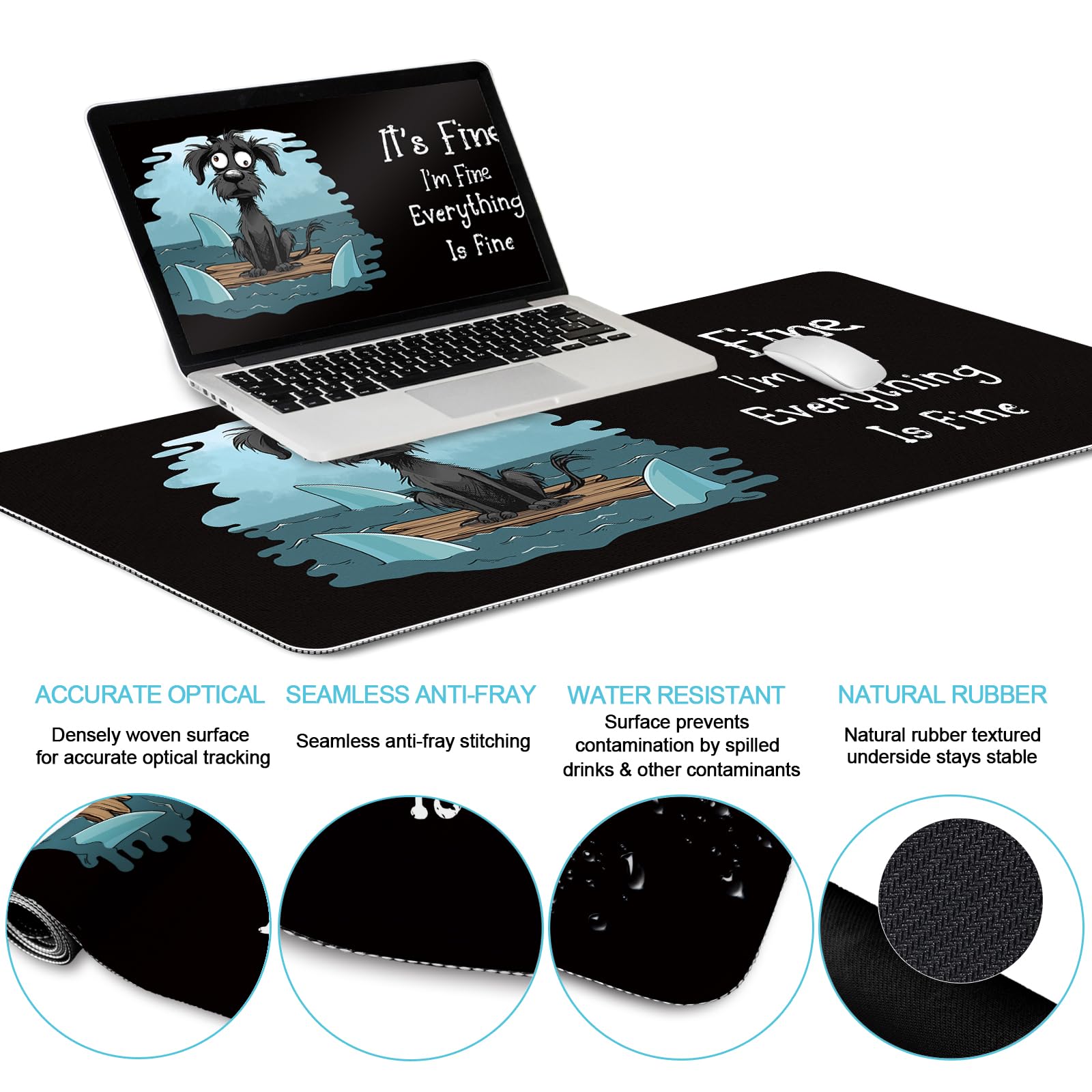 LIMKRIAN Funny Dog Mouse Pad Set Large Desk Mat for Desktop Decor, 35.4"