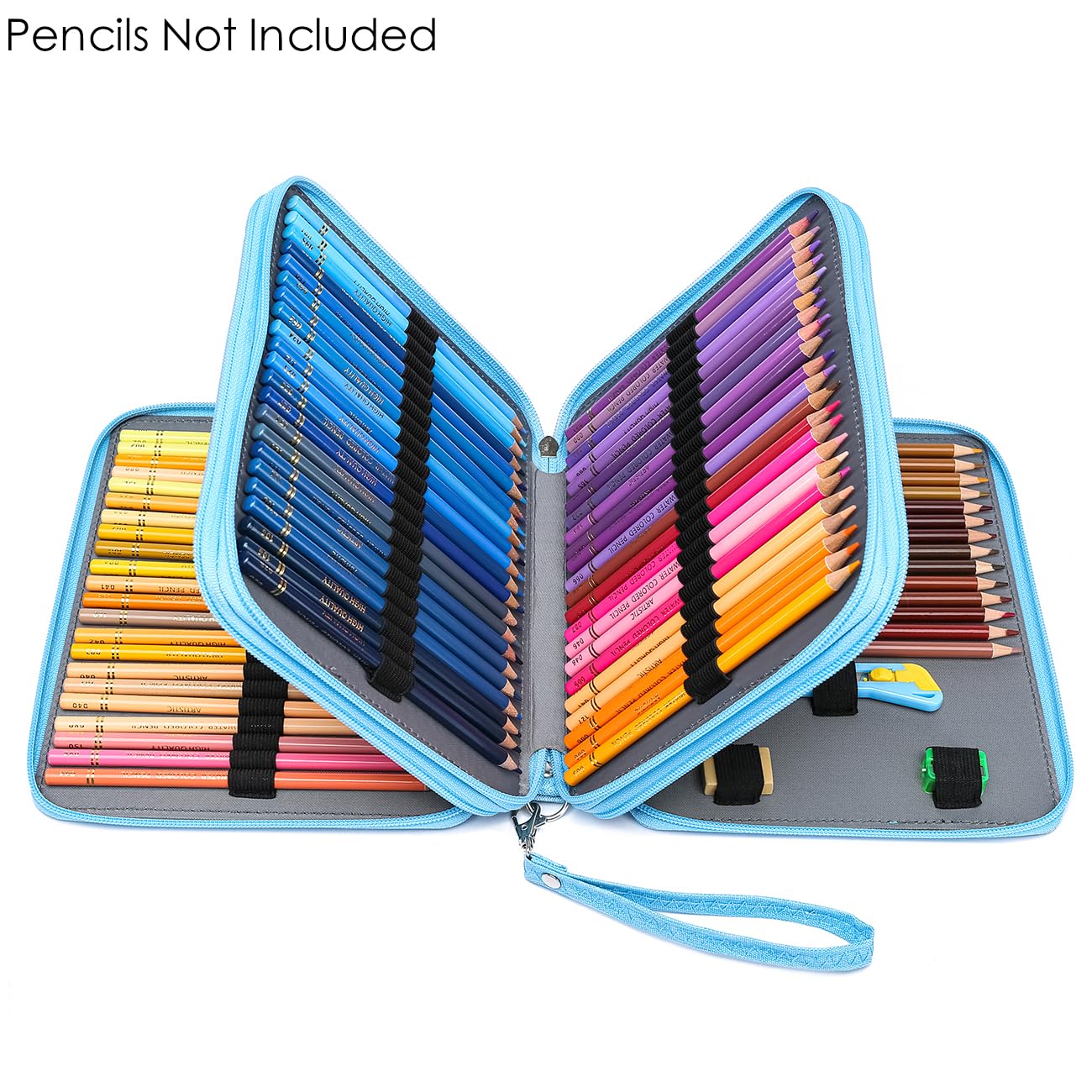 YOUNGCOL Deluxe Oxford Fabric Colored Pencil Case - 120 Slots Pencil Holder with Handle Strap Large