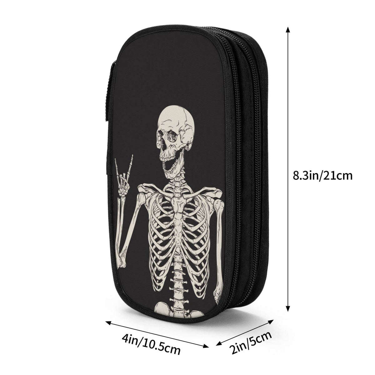 YETTA YANG Halloween Skeleton Funny Skull Pencil Box Case for Pen Holders Office Supplies Big