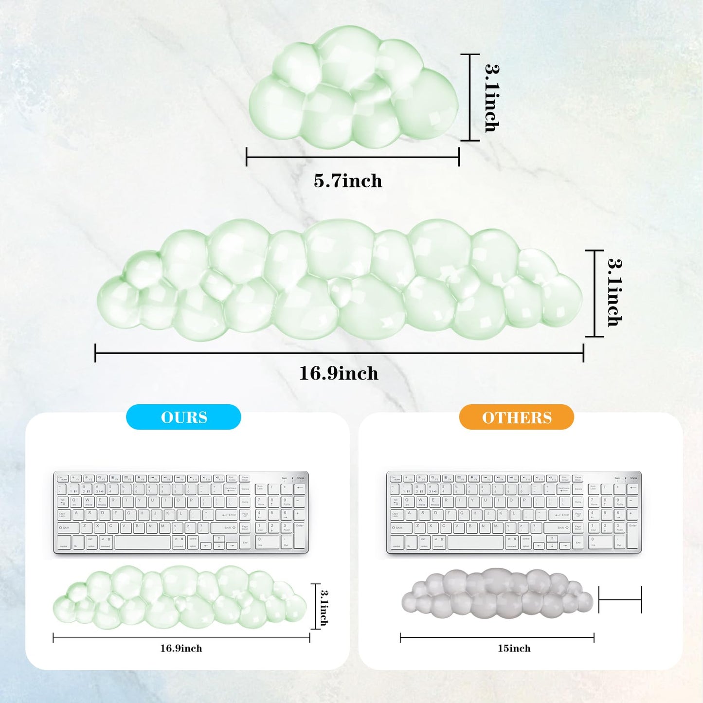 Gel Cloud Keyboard and Mouse Wrist Rest, Cute Wrist Support and Arm Support Keyboard Rest for
