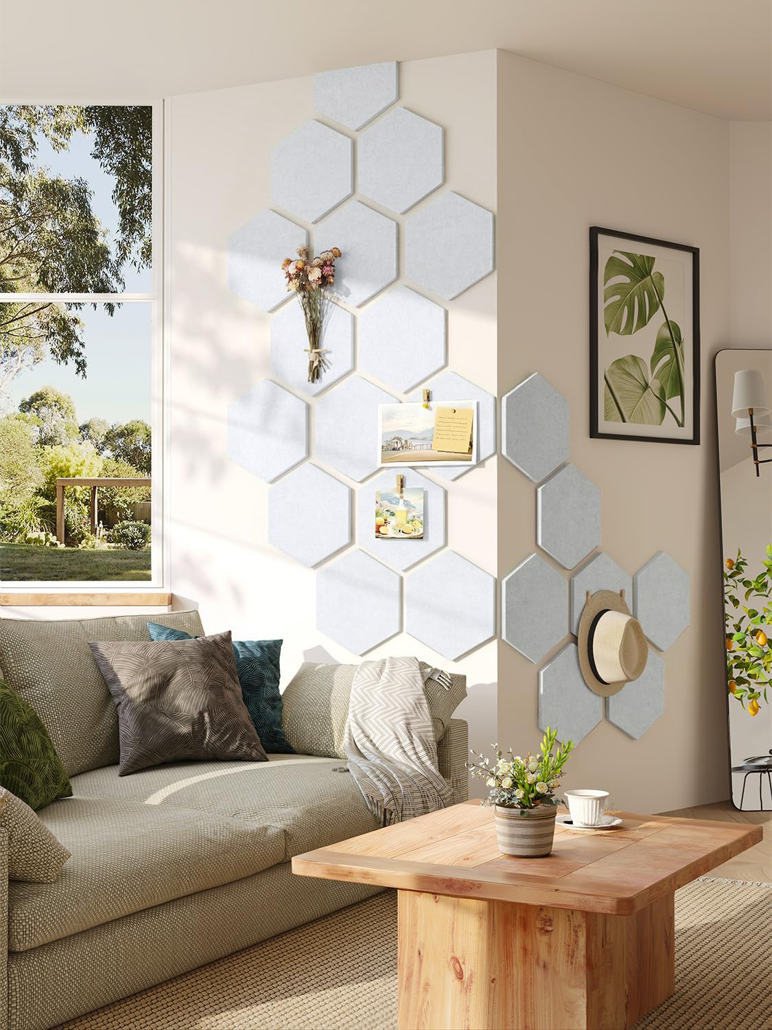 Uoisaiko 8-Pack Hexagon Felt Bulletin Board Tiles, Cork Board Alternative