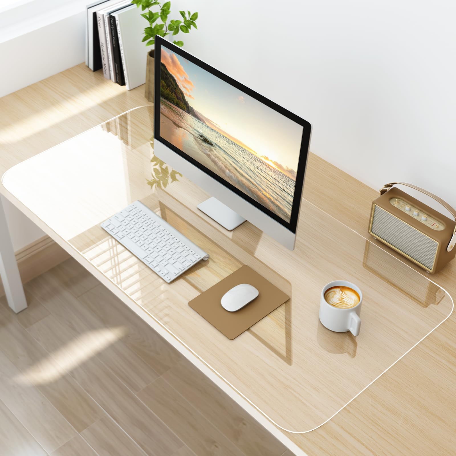 NATRKE Clear Desk Mat Pad, 35.4" X 15.7" Large Transparent Desk Protector, 1.5mm PVC Waterproof