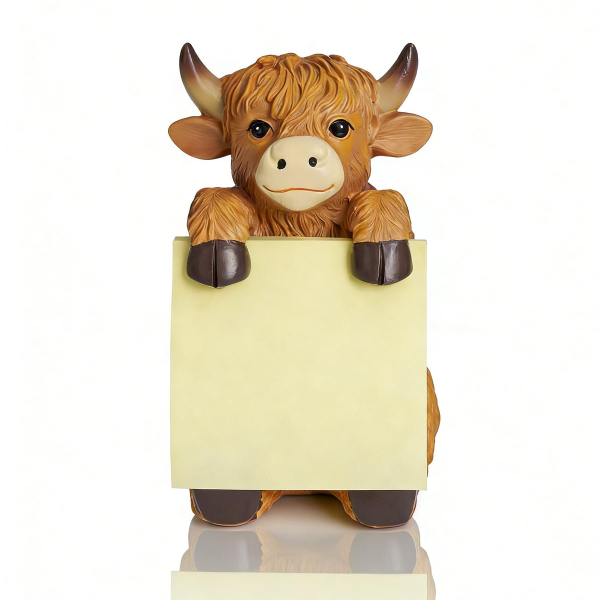 HORTIX Highland Cow Pop-Up Sticky Note Dispenser for 3 x 3 in Notes, Brown