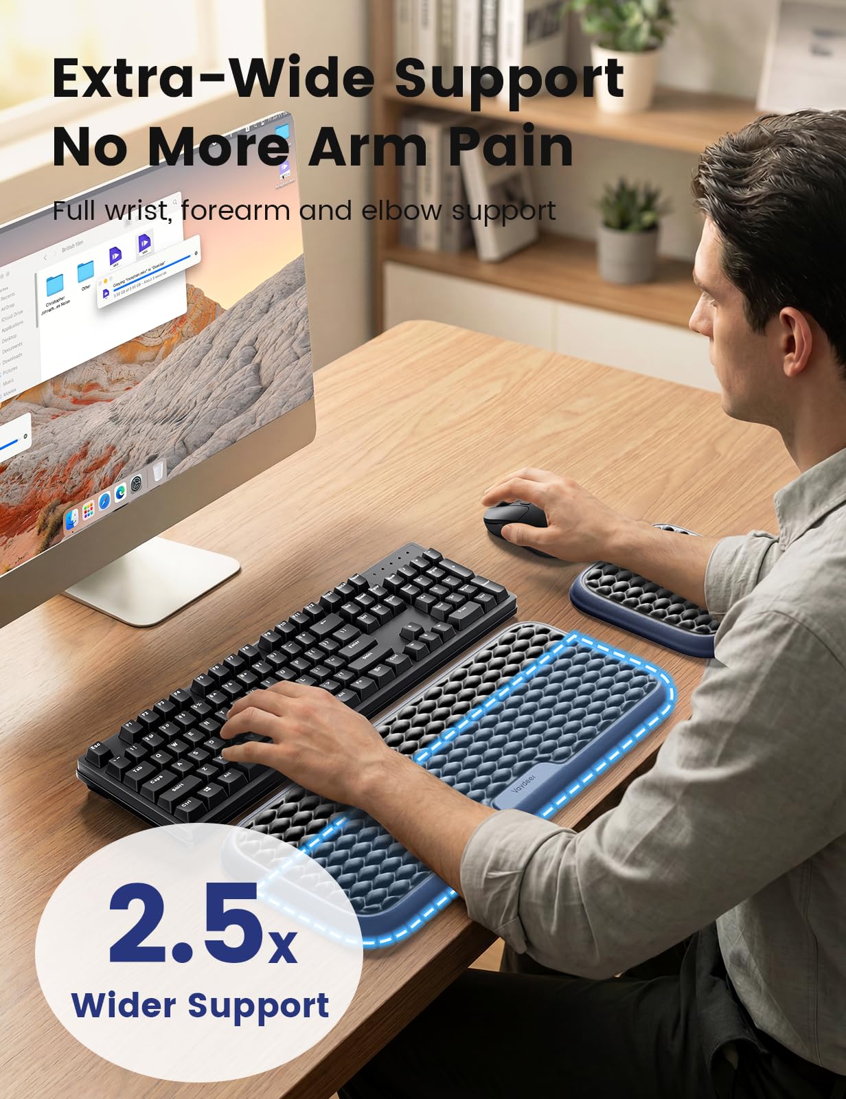 Vaydeer Extra Large Wrist Rest Set for Keyboard and Mouse, Computer Ergonomic Wrist Support