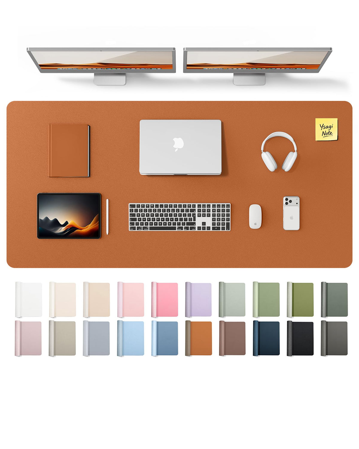 YSAGi Leather Desk Pad Protector, Office Desk Mat, Large Mouse Pad, Non-Slip PU Leather Desk