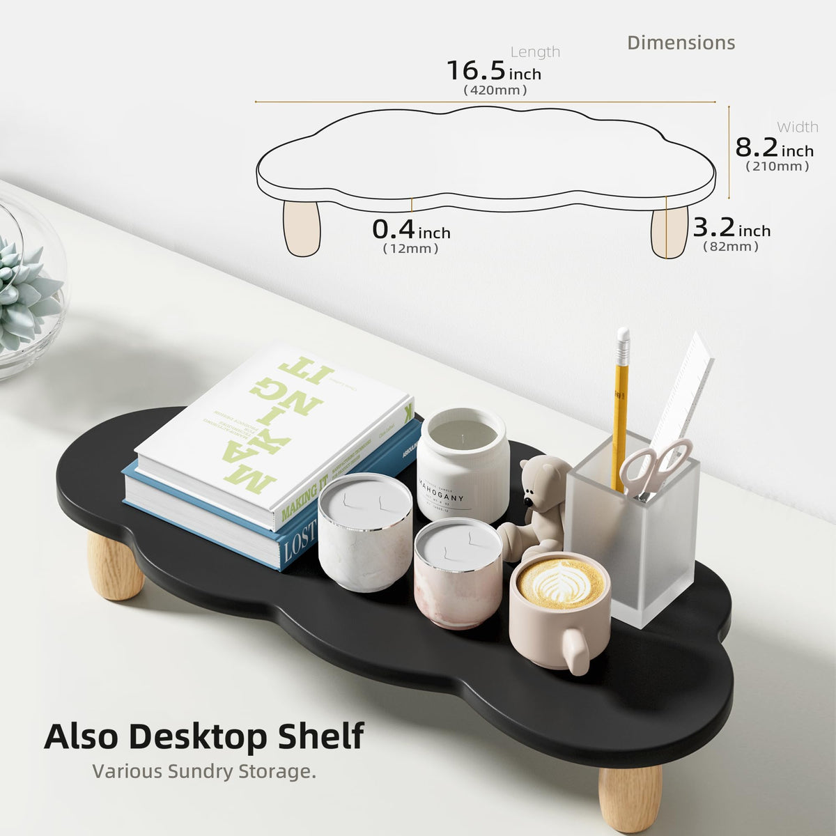 AFOOYO Monitor Stand Riser,Cloud Shape Wood Computer Monitor Stand, 16.5IN Monitor Stand Riser