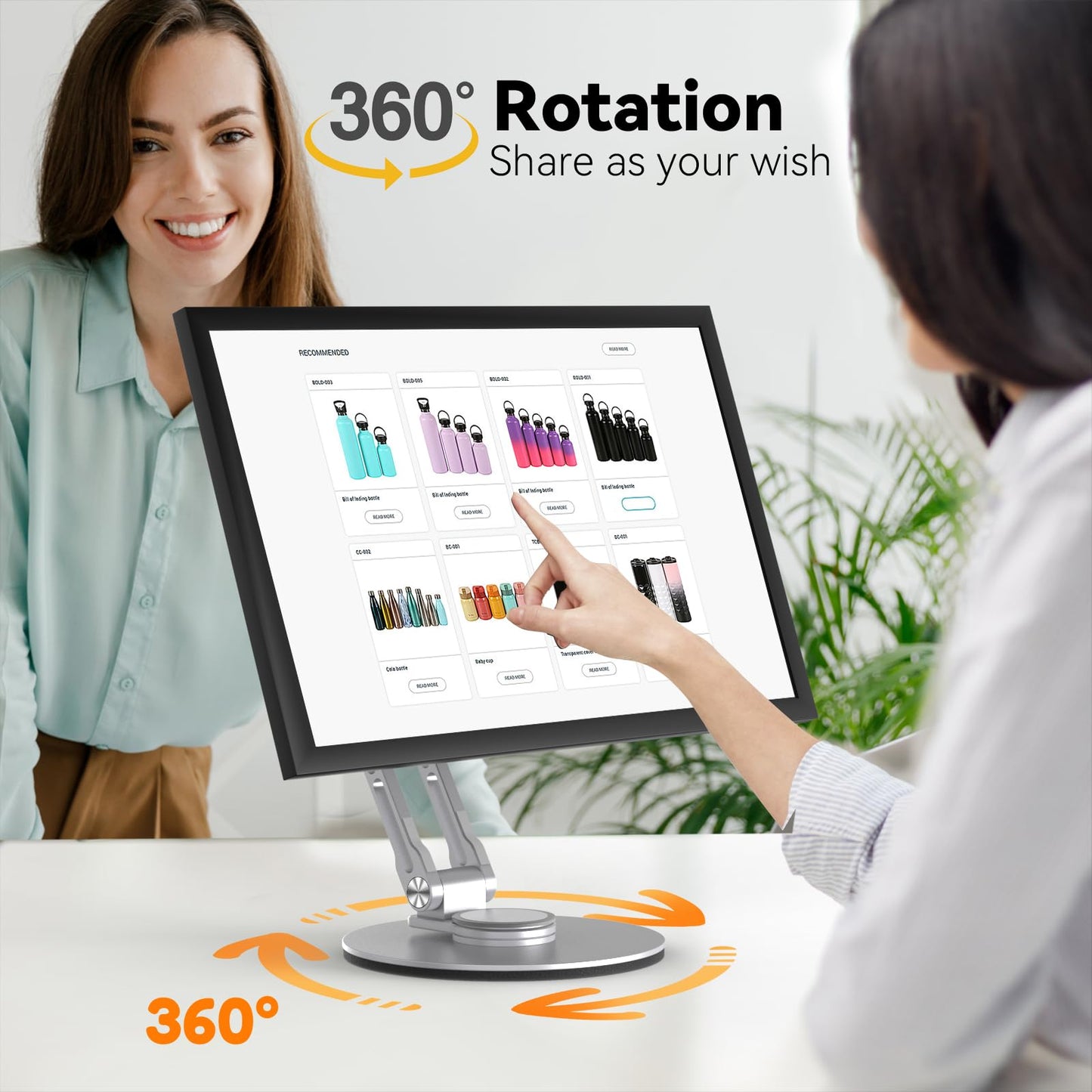 YCNEW Swivel and Tilt Stand for Echo Show 15 (Gen 1, Gen 2), Portable Monitor Stand, Adjustable