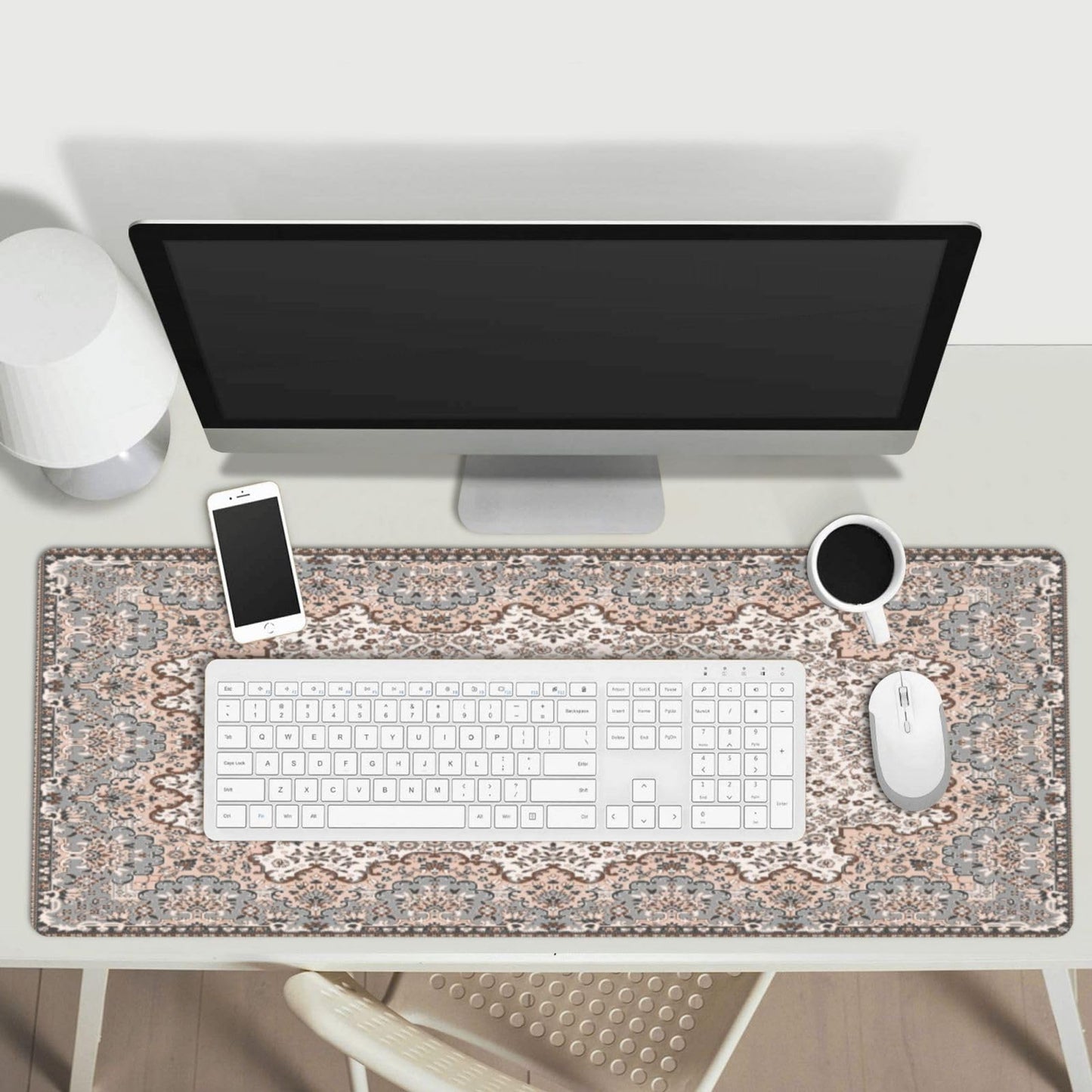 Boho Style Large Gaming Mouse Pad, Extended Big Keyboard Mouse Mat, Long Computer Gaming Mousepad