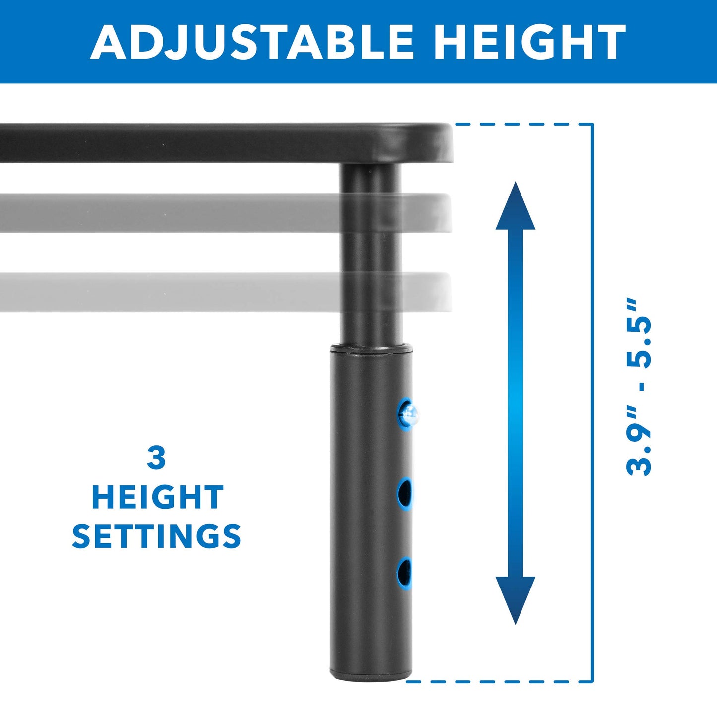 Mount-It! Metal Monitor Riser 2-Pack | Height Adjustable Computer Display and Laptop Stand for