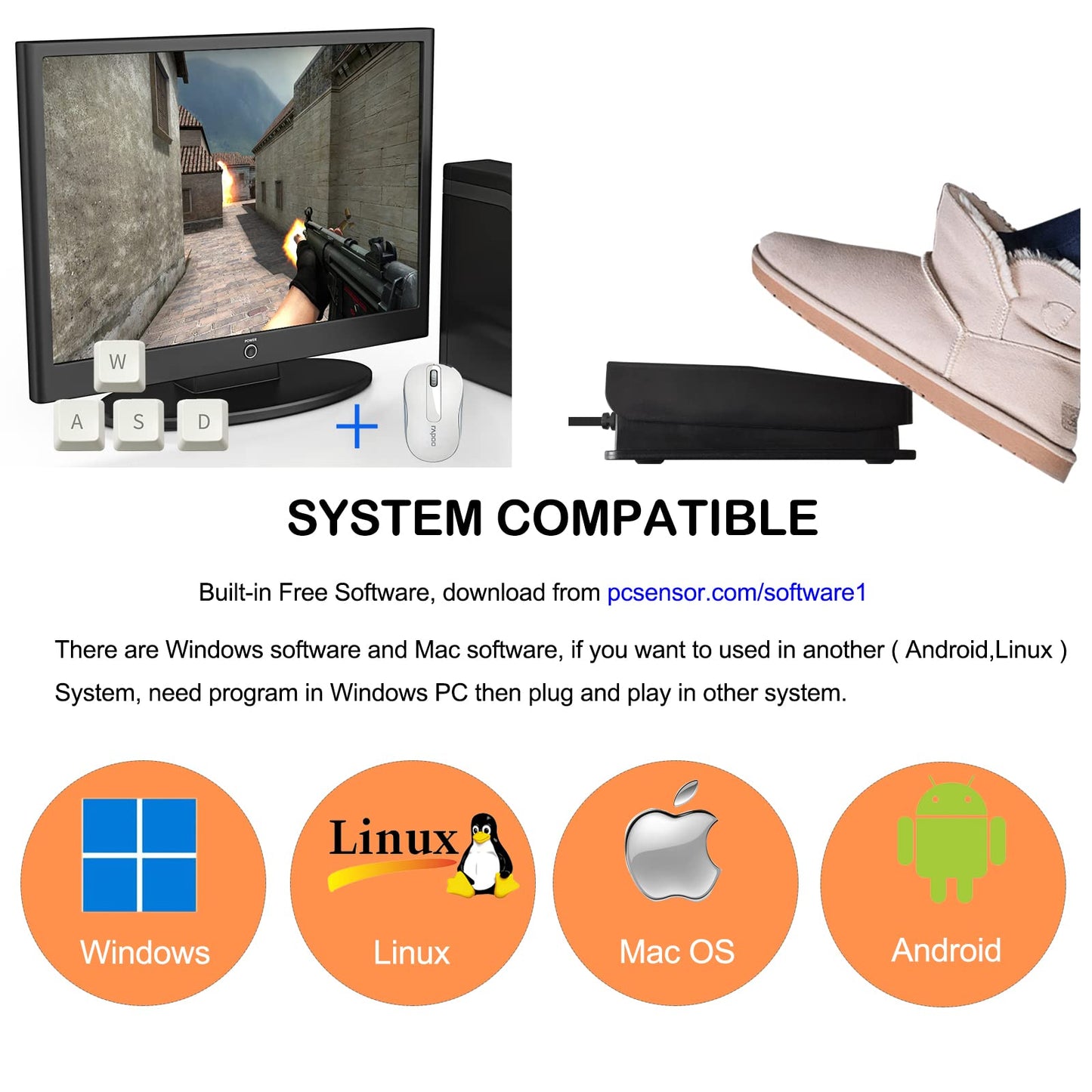 iKKEGOL Upgraded USB Foot Switch Single Pedal Mechanical Control Footswitch Map Mouse Keyboard