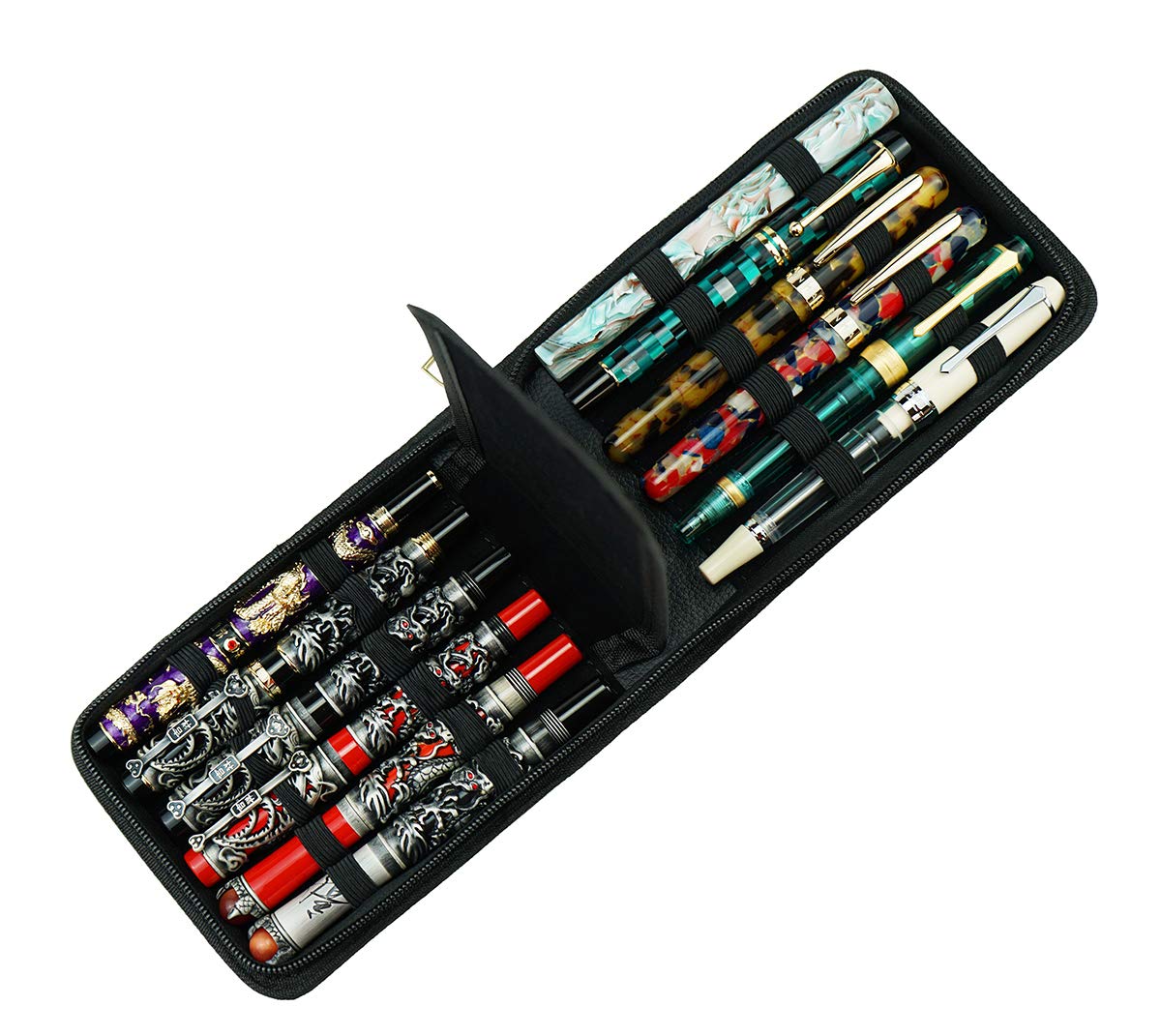 erofa 12 Fountain Pen Case PU Leather, Rollerball Pen Display Holder Bag, Pouch Large Capacity for