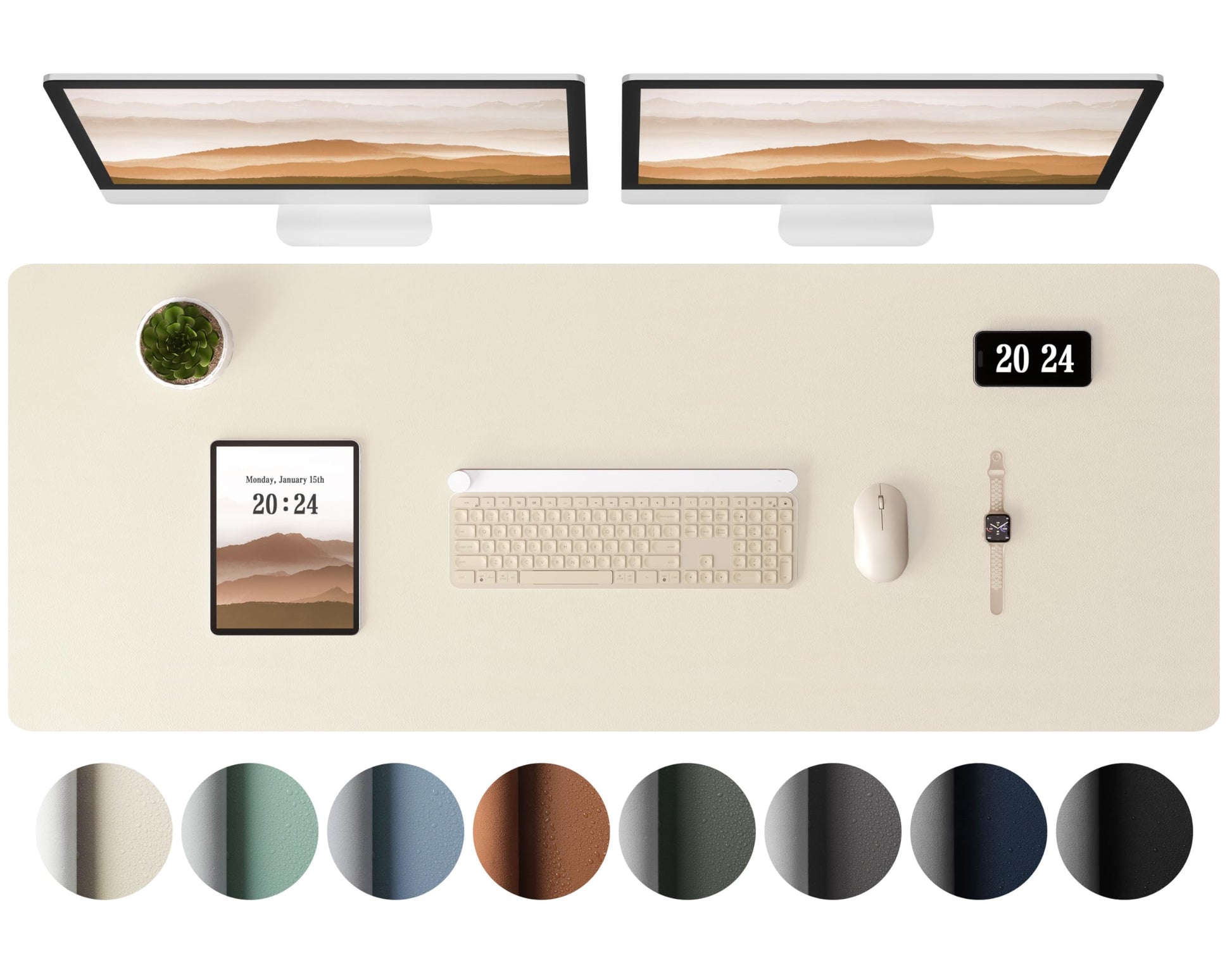 Aothia Leather Desk Pad Protector, Office Mat, Large Mouse Pad, Laptop Pad, Non-Slip PU Leather