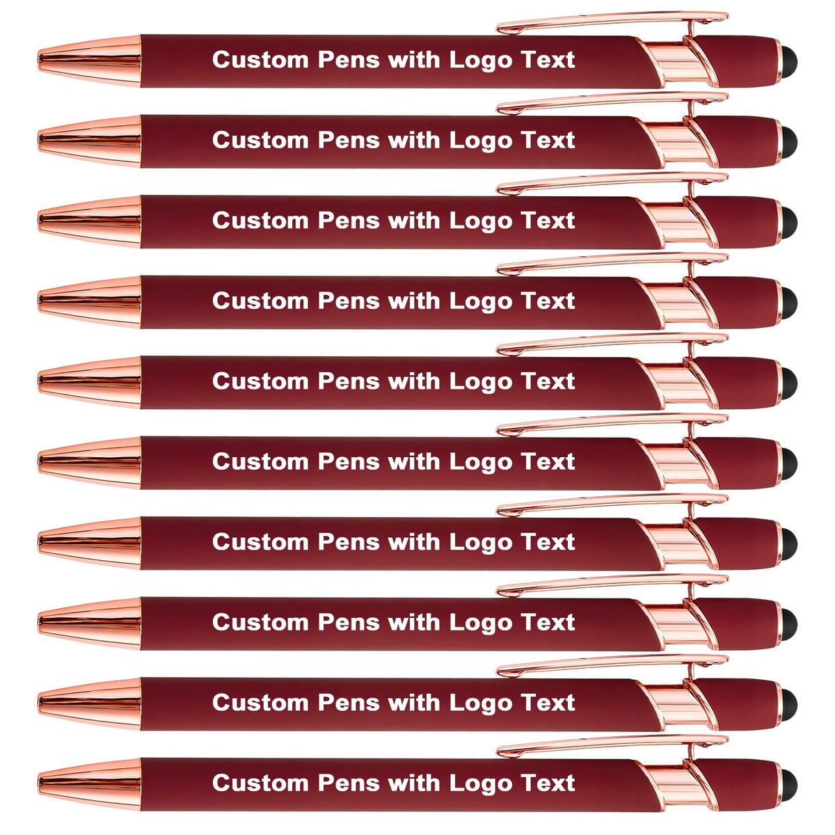 HEYZARDA Personalized Pens Ballpoint with Stylus, Wine, 10 Pcs