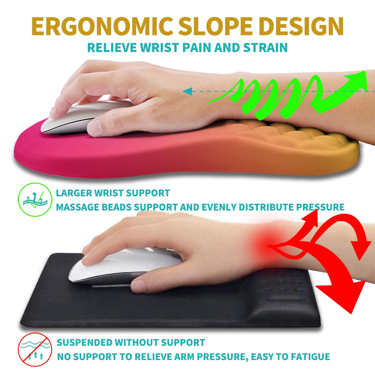 Hokafenle 2 in 1 Ergonomic Mouse Pad Wrist Support & Wrist Rest for Computer Keyboard Set, with
