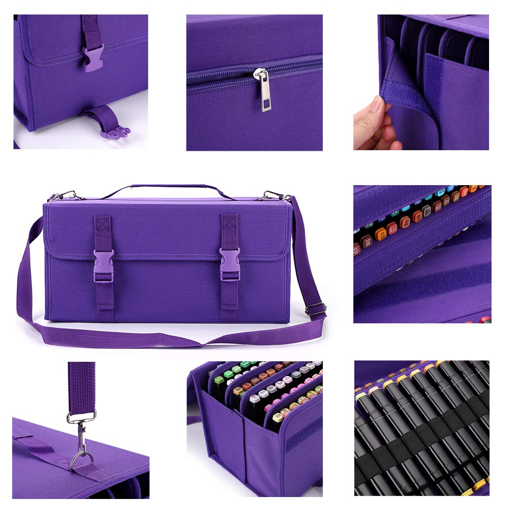 BTSKY New 171 Slots Marker Case Lipstick Organizer-Canvas Markers Holder for Markers and Sketch