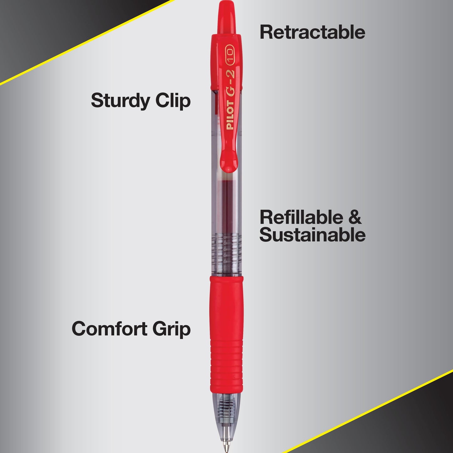 PILOT G2 Premium Gel Roller Pens, Bold Point 1 mm, Red Pens, Pack of 12